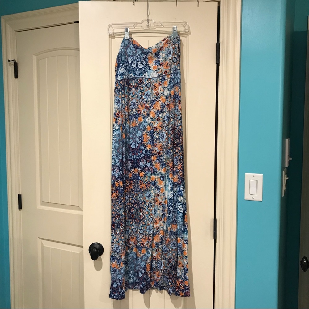 Floral Blue Maxi Skirt M